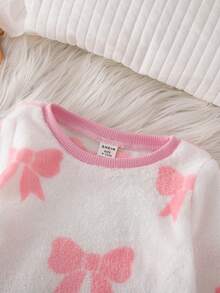 SHEIN Baby Mädchen Süß Lässig Flauschige Schleife Muster Langarm Pyjama Set