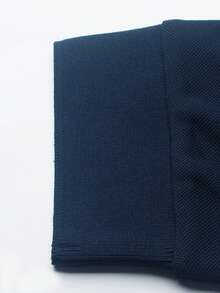 Manfinity Mode 男士长袖拉链休闲通勤Polo衫 - 藏蓝色 - 查看 3