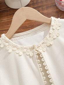 SHEIN Tween Girls Short Jacket Lightweight Outerwear With Elegant Ruffle Collar Fall Winter - Apricot - View 9