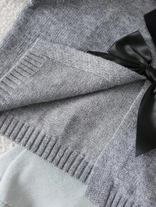 SHEIN Explorewe 女童时尚手工蝴蝶结针织开衫，长袖 - 淺灰色 - 查看 7