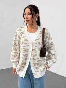 Flirla Sexy Leopard Print Loose Casual Cardigan For Women