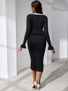 MaterniWear 2pcs Maternity Elegant Commuter Top And Skirt Set - Black and White - View 2