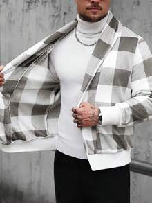 Manfinity CasualCool Men's Casual Plaid Lapel Long Sleeve Jacket, Autumn/Winter