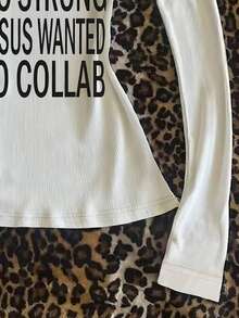 Glimmora 街头、嘻哈、哥特、摇滚、原宿、Y2K风格印花女式长袖圆领卫衣 - 白色 - 查看 4