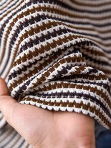 CosyJoli Plus Size Women Striped Print Round Neck Short Sleeve Casual Old Money Summer T-Shirt,Slightly Sheer - Multicolor - View 8