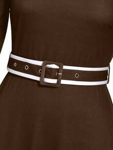 Ellevyn Váy đi làm thanh lịch dành cho nữ, phù hợp với giáo viên - màu nâu - Xem 10