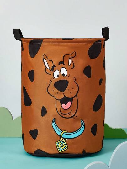 SCOOBY-DOO X SHEIN 1Pc Cartoon Full Print Storage Basket, Thickened Cotton And Linen Fabric, Can Store Dirty Clothes, Toys, Towels And Other Items,Gift Ideas