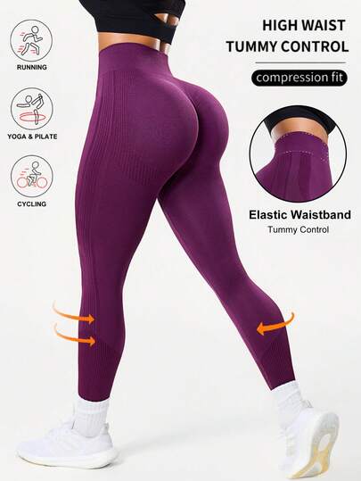 Seamluxe SHEIN Sport Leggings casuales y deportivos de unicolor para mujer