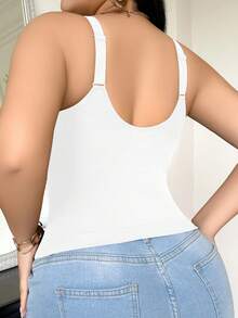 SHEIN 1pc Women's Seamless Shaping Top, Waist & Abdomen Slimming, Simple & Comfortable, Black - White - View 2