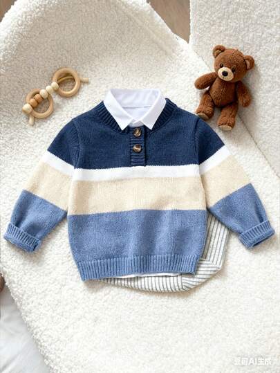Casual Half-Open Crew Neck Pullover Sweater For Toddler Boys, Versatile For Home & Outdoor Wear Baby Boy Sweater Baby Boy Jumper Knitted Baby Boy Blue Outfit Longsleeve Toddler Sweater Baby Boy Cardigan Long Sleeve Baby Boy Sweater Knitted Baby Boy Blue Sweater Neutral Baby Clothes Unisex 2026 Baby Boy Jumper Baby Clothes Girl Fall Sweater Sweaters Formal For Toddlers Baby Solid Color Knitted Sweater Baby Knitwear Baby Boy Jumper Baby Clothes Fall Sweater Sweater For Baby Boy Baby Boy Korean Style Jackets Long Sleeve Baby Top