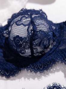 2pcs Women's Elegant Sexy Lace Lingerie Set - Royal Blue - View 5