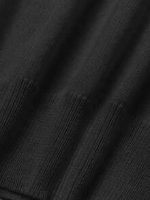 1件少女休闲简约小熊印花圆领宽松针织衫，适合上学、休闲活动、秋冬季、圣诞节穿着。 - 黑色 - 查看 5