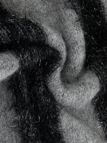 Louniche Jersey de punto con cuello redondo, manga larga y lentejuelas de color contrastante, minimalista para mujer