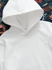SWAVVY Sudadera casual de talla estándar para hombre, primavera/otoño, blanca con gráfico bordado - Blanco - Ver 3