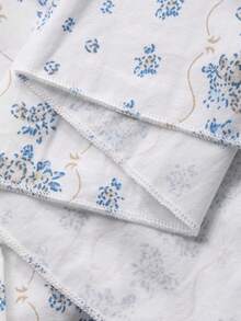 DAZY 少女V领碎花长袖睡裙家居服 - 白色 - 查看 8