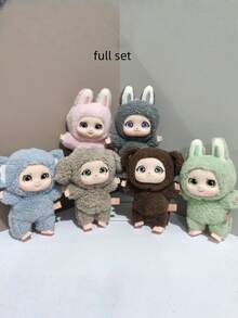 1个迷你乙烯基材质（非毛绒填充）柔软钥匙扣兔子造型吊坠，适合复活节礼物、派对装饰，可爱时尚配饰 - 彩色 - 查看 10