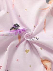 SHEIN Playful Pals 4pcs/Set Baby Girl Casual Daily All-Match Versatile Ballet Dancer Striped Top, Soft Comfortable Fabric, Great Value Multi-Piece Set - Purple - View 6