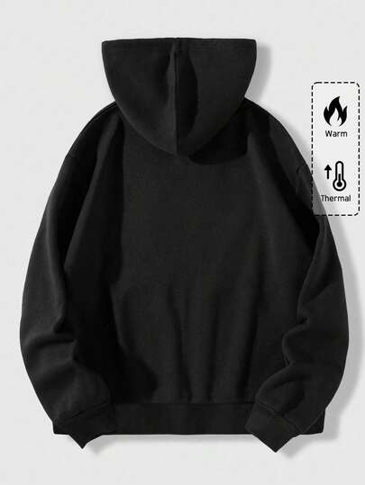 Grunge Punk Sudadera con capucha con cremallera y forro térmico con estampado gráfico para hombres, para la escuela, para otoño e invierno