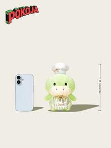 POKOJA LAND 可爱浅绿色恐龙毛绒玩具，身穿厨师服 - 戴着厨师帽、穿着条纹围裙的可爱毛绒玩具，是送给孩子和家居装饰的理想礼物 - 彩色 - 查看 3