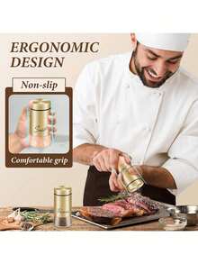 Cirelle Bộ 2 lọ đựng muối và tiêu, lọ đựng muối có đáy bằng thủy tinh trong suốt, bộ 5 oz muối và tiêu cho bàn nấu nướng RV BBQ, đồ trang trí và phụ kiện nhà bếp màu đen và trắng - Nhiều màu - Xem 9