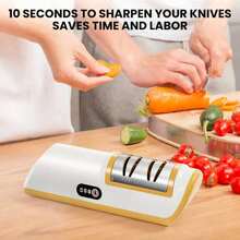 专业两段式电动磨刀器，适用于厨房刀具，具有快速磨利和抛光功能，易于使用，适用于各种厨房刀具。 - 彩色 - 查看 8