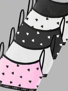 5件套女童简约蝴蝶印花吊带背心舒适内衣套装 - 彩色 - 查看 3