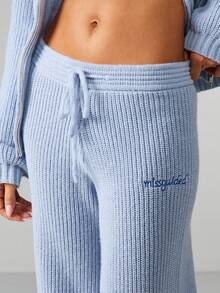 MISSGUIDED Conjunto a juego de cardigan con cremallera de punto acanalado y pantalones de pierna ancha para otoño e invierno - Azul - Ver 7