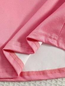 4pcs Girls' Pink Plaid Long Sleeve Top And Plaid Pants Comfortable Snug Fit 2 Pieces Loungewear Set - Multicolor - View 5