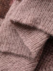 DAZY Áo len cardigan dệt kim họa tiết da báo cổ điển một hàng khuy cho nữ, hàng mới về mùa đông - Màu Khaki - Xem 9