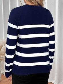 SHEIN LUNE 休闲宽松女式加大码长袖套头毛衣秋冬女装 - 彩色 - 查看 2