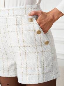 Ellevyn Quần short nữ, đa năng, thanh lịch, kiểu Pháp dễ phối đồ, thích hợp cho đi làm, mùa thu/đông. - trắng - Xem 4