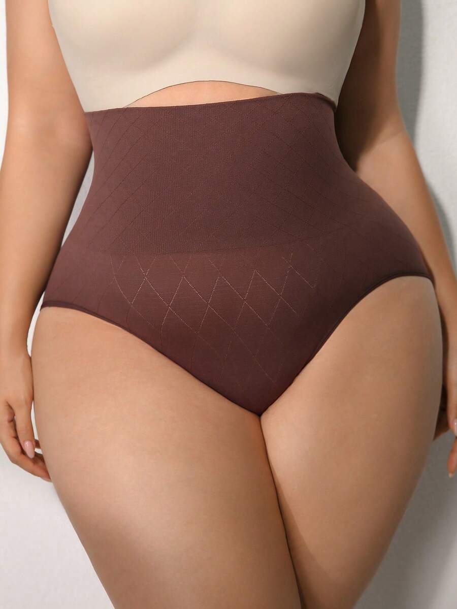 NudeFit Women's Plus Size Shapewear Bottoms High-Waisted Briefs - Chocolate Brown - View 1