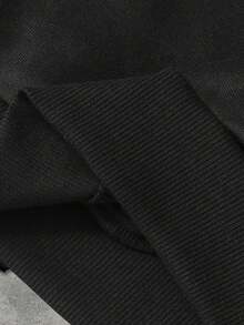 ROMWE MEN Street Life Sudadera con capucha de hombre con diseño de patchwork y contraste de colores, estilo holgado y corto, para otoño - Negro - Ver 6