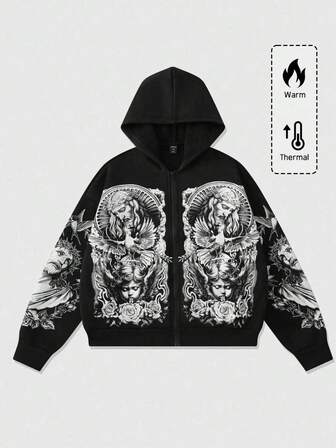 Street Life Felpa da uomo con stampa, stile retrò da strada, adatta per autunno e inverno