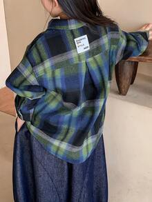 DAZY 女童翻领格子长袖梭织衬衫，秋季款 - 彩色 - 查看 4