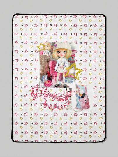 ROMWE Kawaii Cartoon Retro 4 Girls Cozy Portable Throw Blanket For Living Room, 442464