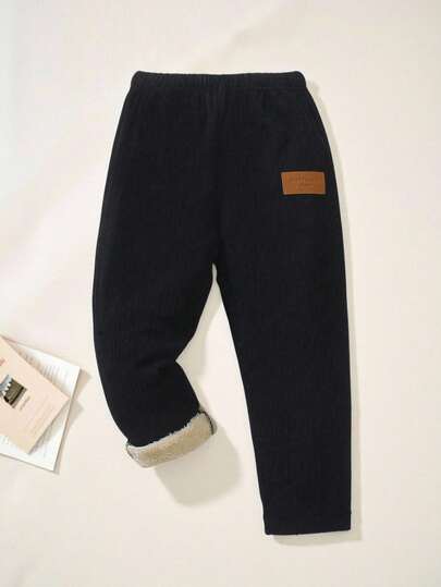 Genkimix Kids 男童宽松贴布装饰休闲裤，面料柔软舒适，适合日常穿着、上学、度假、跑步、玩耍