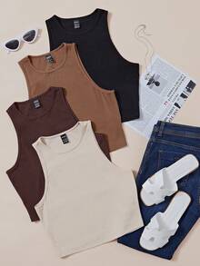 Chiquease 休闲纯色背心，夏季百搭 - 彩色 - 查看 4