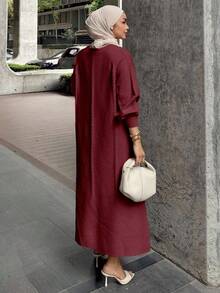 DAZY Women's Casual Knit Sweater Dress, Autumn/Winter,New Year - Burgundy - View 3