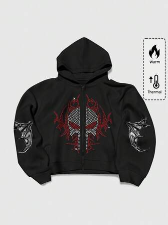 Street Life Felpa con cappuccio e zip da uomo, casual, ampia, con motivo creativo, versatile, moda, autunno/inverno