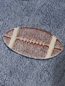 SHEIN 2pcs/Set Tween BoysAutumn/Winter Plush Thick Soft Football & Rugby Glow-In-The-Dark Pattern Casual Sports Sweatshirt And Pants Loungewear Set - Multicolor - View 7