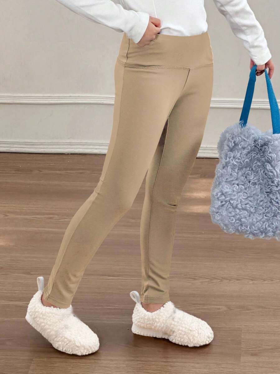 Dazy Kids 女童修身紧身裤 - 棕色 - 查看 1