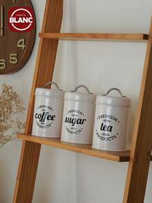 Tea Tin Can, Nordic Style Dried Fruit Snack, Milk Powder, Coffee Bean/Powder Airtight Storage Canister - Beige - View 2