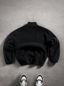 PAVTROS Men's Casual Versatile Cross Embroidery Long Sleeve Jacket, Autumn/Winter Y2k Zip Up Cropped Zip Up Men Street Wear Zip Up Zip Up Jacket, - Black - View 4