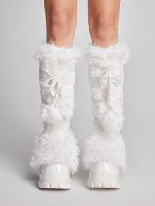 ROMWE Kawaii Women Leg Warmers - White - View 2