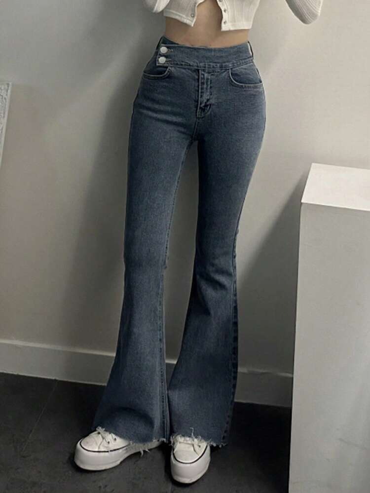 Women's Casual Slim Fit Flare Leg Jeans