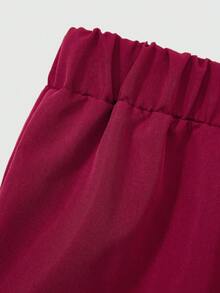 两件套休闲针织纯色印花字母连帽衫和工装裤套装，适合青少年女孩 - 灰色 - 查看 3