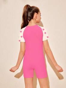 SHEIN DS72 Tween Mädchen Einteiliger Badeanzug mit Reißverschluss vorne, Modisch für den Sommer