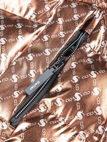 Chillumni Áo khoác nam dài tay in họa tiết toàn thân, có mũ, khóa kéo, đệm dày, áo khoác mùa đông cho nam - Cà phê nâu - Xem 5