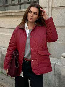 EMERY ROSE 女式撞色翻领长袖单排扣工装口袋休闲冬季夹克 女式冬装 冬季夹克 冬季外套 冬季外套女装 女式秋装 女式冬装 秋季服装 女式秋装 女式秋装 女式秋装 冬季连衣裙 女式冬季外套 女式秋装 - 酒紅色 - 查看 6